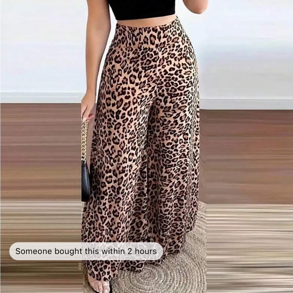 Leopard print wide legged pants